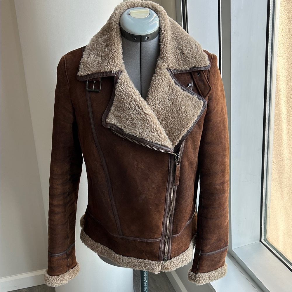 Massimo Dutti Brown Aviator Jacket